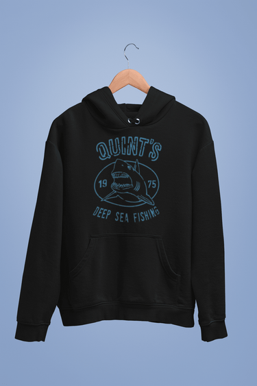 Quints Deep Sea Fishing Shark Back Printed Hoodie For Men and Women 8Ball